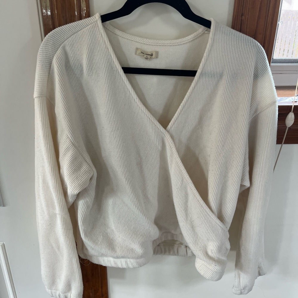 Elegant White Wrap Sweater